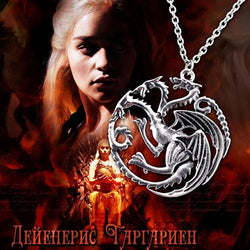 Hot Jewelry Vintage Style Silver Targaryen Dragon Badge Necklace Good Quality