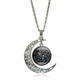 Game of Thrones Glass Pendant Silver Crescent Moon