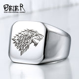 Wolfe Ring Signet Ring Stainless Steel Men Animal