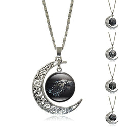Game of Thrones Glass Pendant Silver Crescent Moon